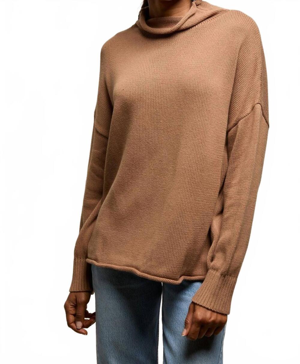 NEW PERFECTWHITETEE avery mock neck sweater in mocha
